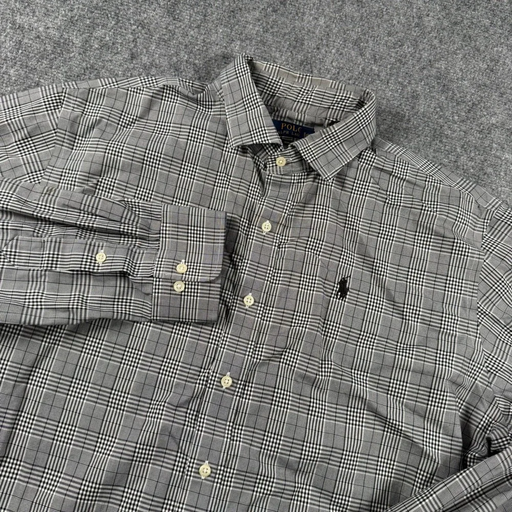 Polo Ralph Lauren Shirt Mens XXL Black Plaid 2015 US Open Non-Iron Button Down